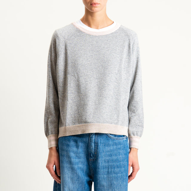 Zeroassoluto-Maglia misto cashmere - cipria/grigio/casha