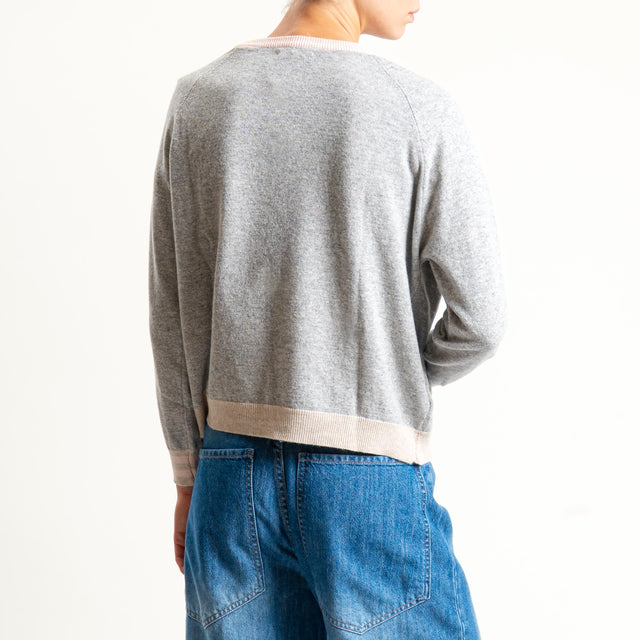 Zeroassoluto-Maglia misto cashmere - cipria/grigio/casha