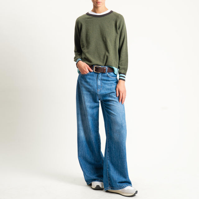 Zeroassoluto-Maglia misto cashmere - moro/militare/acqua