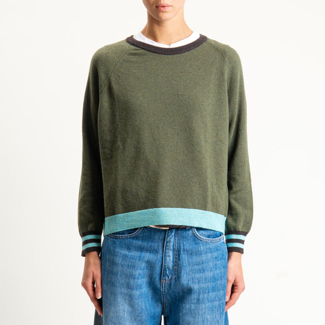Zeroassoluto-Maglia misto cashmere - moro/militare/acqua