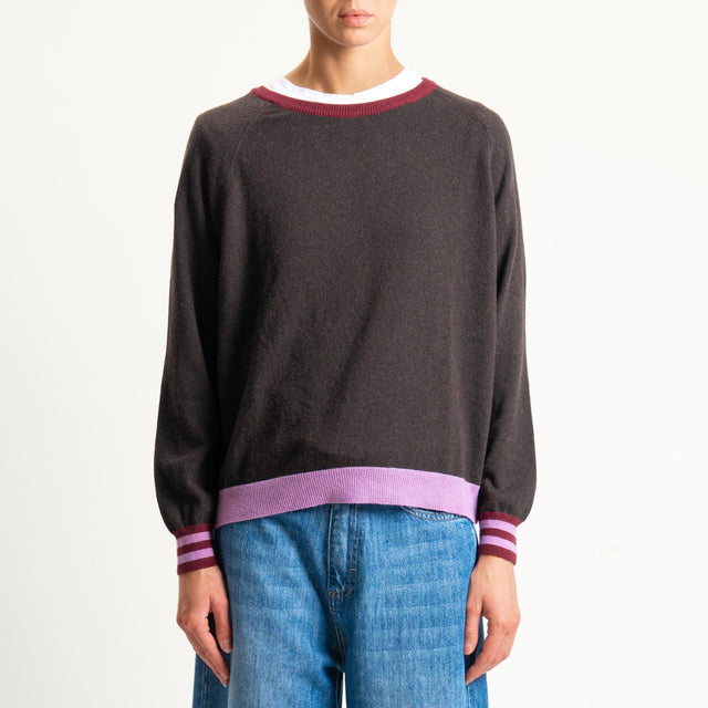 Zeroassoluto-Maglia misto cashmere - vino/moro/glicine