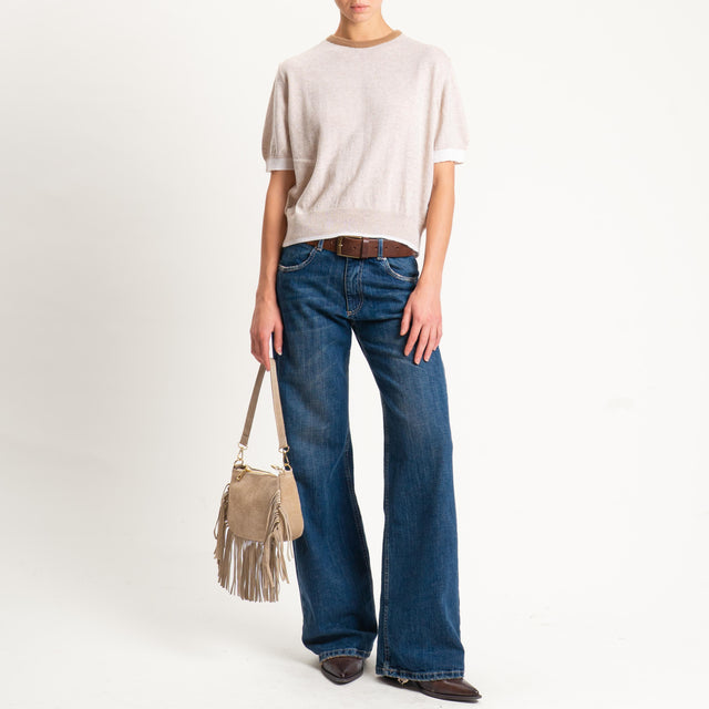 Zeroassoluto-Maglia mezza manica misto cashmere - camel/casha/burro