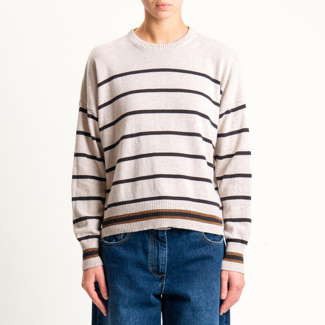 Zeroassoluto-Maglia a righe misto cashmere - casha/moro