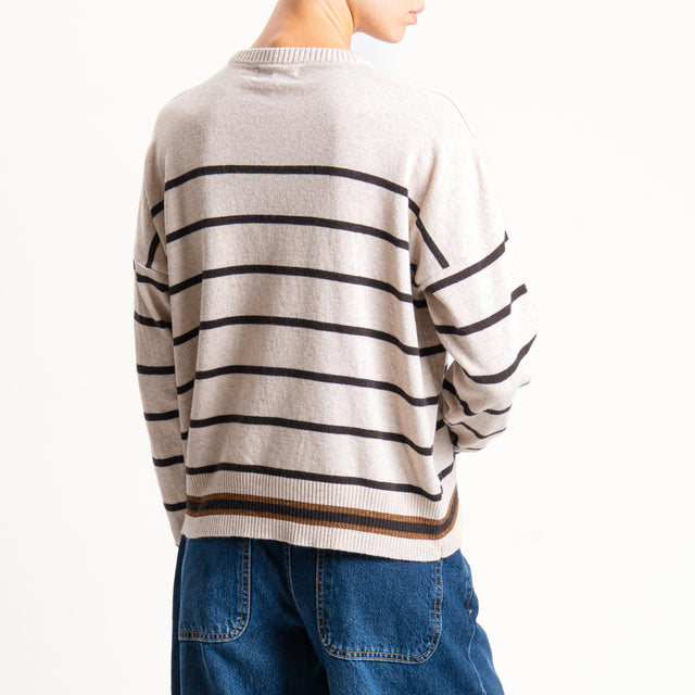 Zeroassoluto-Maglia a righe misto cashmere - casha/moro