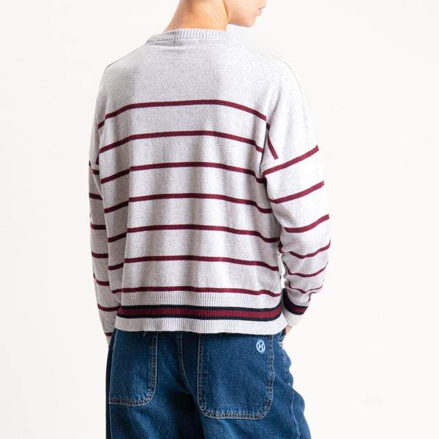 Zeroassoluto-Maglia a righe misto cashmere - grigio/vino