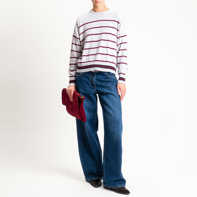 Zeroassoluto-Maglia a righe misto cashmere - grigio/vino
