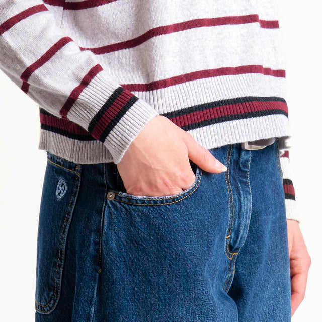 Zeroassoluto-Maglia a righe misto cashmere - grigio/vino