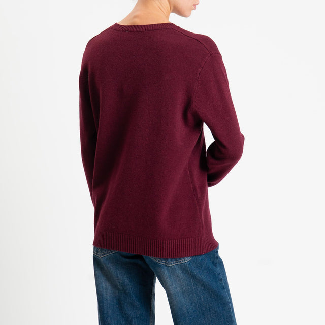 Zeroassoluto-Maglia scollo v regular fit - Bordeaux