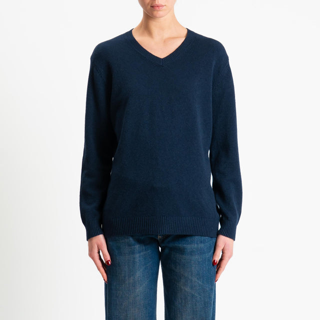 Zeroassoluto-Maglia scollo v regular fit - blu