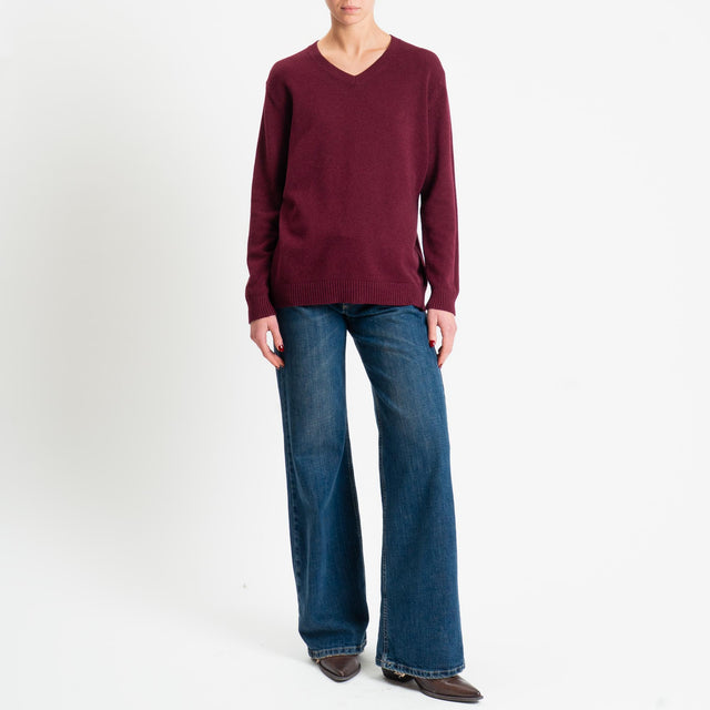 Zeroassoluto-Maglia scollo v regular fit - Bordeaux