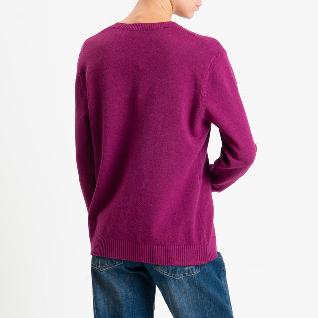 Zeroassoluto-Maglia scollo v regular fit - ciclamino