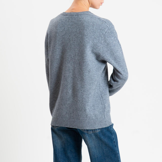 Zeroassoluto-Maglia scollo v regular fit - grigio melange