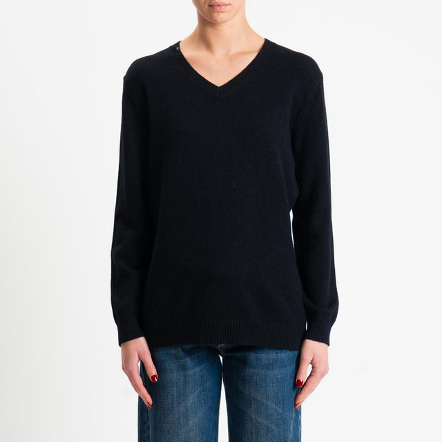 Zeroassoluto-Maglia scollo v regular fit - nero