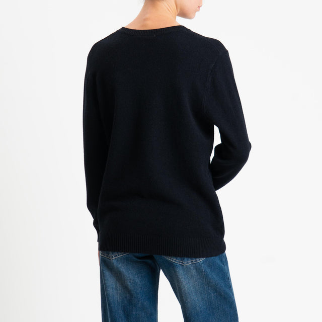 Zeroassoluto-Maglia scollo v regular fit - nero