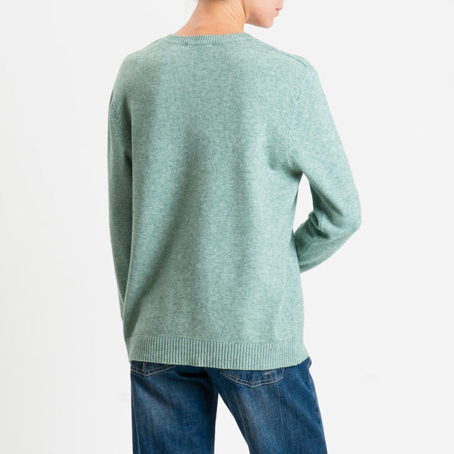 Zeroassoluto-Maglia scollo v regular fit - salvia