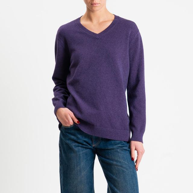 Zeroassoluto-Maglia scollo v regular fit - uva