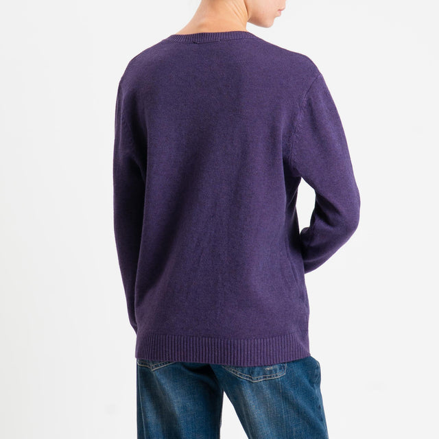 Zeroassoluto-Maglia scollo v regular fit - uva