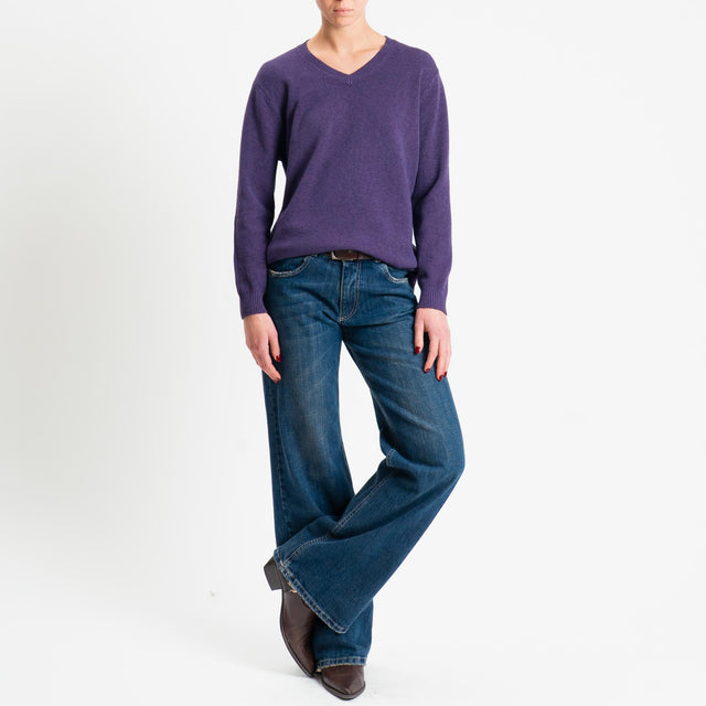 Zeroassoluto-Maglia scollo v regular fit - uva