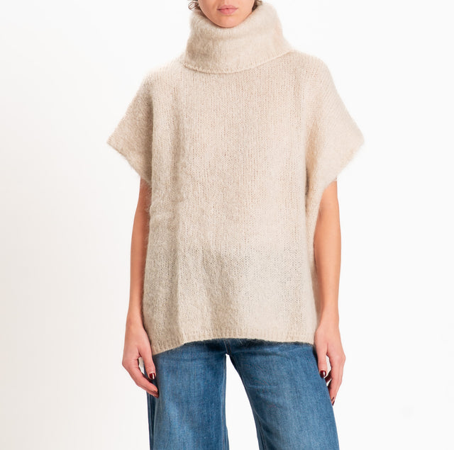 Zeroassoluto-Maglia KID MOHAIR collo ad anello - beige