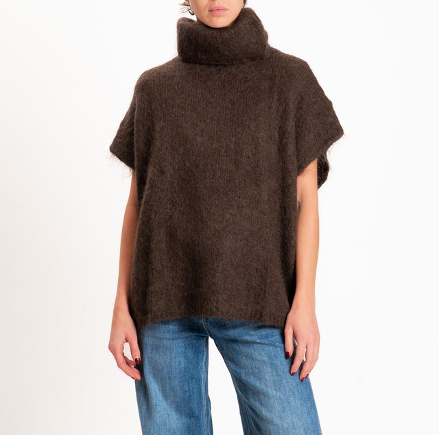 Zeroassoluto-Maglia KID MOHAIR collo ad anello- moro