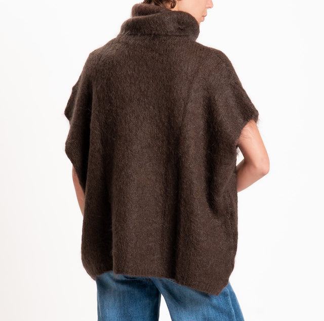 Zeroassoluto-Maglia KID MOHAIR collo ad anello- moro