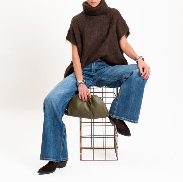 Zeroassoluto-Maglia KID MOHAIR collo ad anello- moro