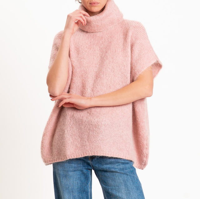 Zeroassoluto-Maglia KID MOHAIR collo ad anello - rosa