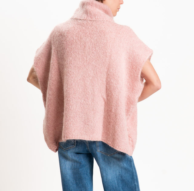 Zeroassoluto-Maglia KID MOHAIR collo ad anello - rosa