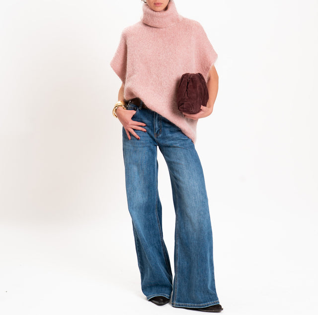 Zeroassoluto-Maglia KID MOHAIR collo ad anello - rosa