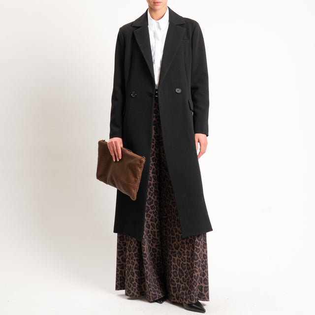Tensione in-Cappotto doppiopetto triplo crêpe - nero