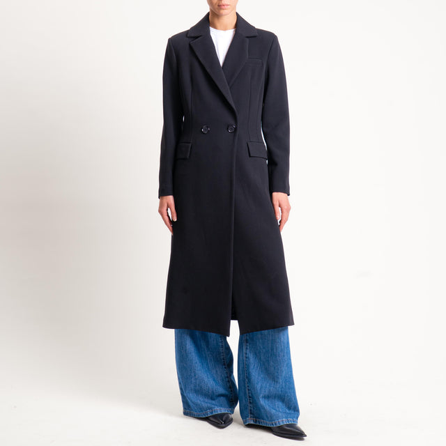Tensione in-Cappotto doppiopetto triplo crêpe - nero