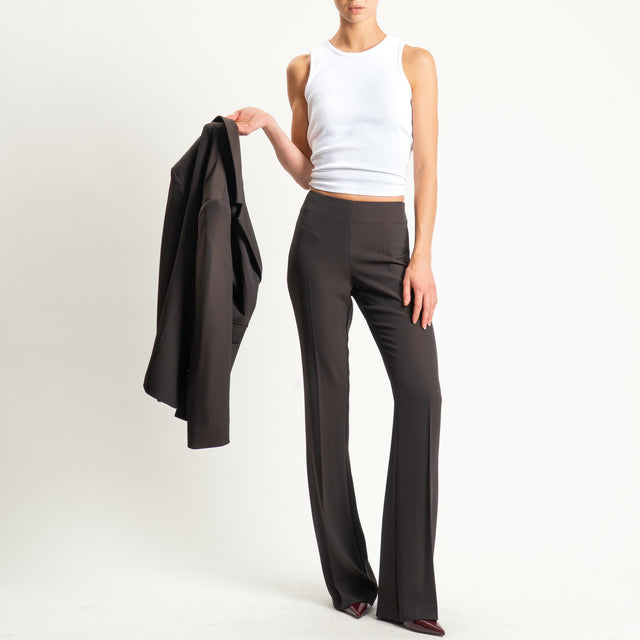 Zeroassoluto-Pantalone bootcut tessuto fluido - moro