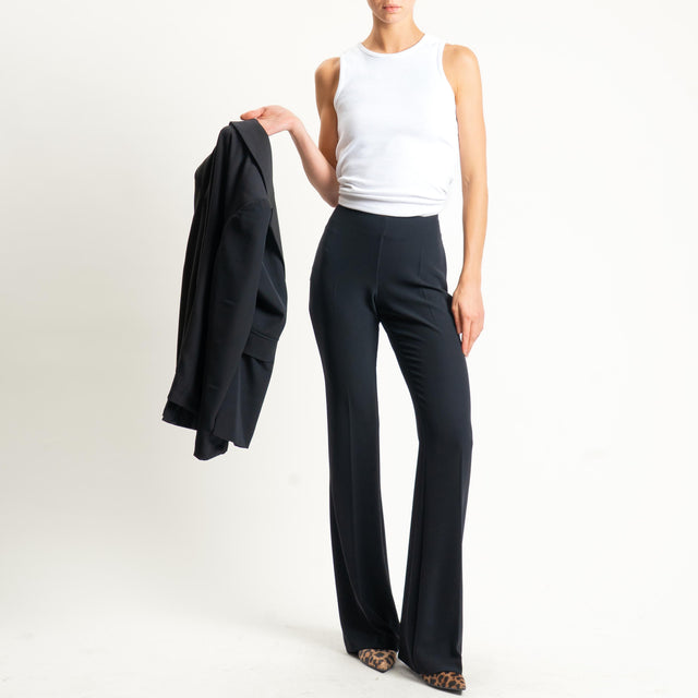 Zeroassoluto-Pantalone bootcut tessuto fluido - nero