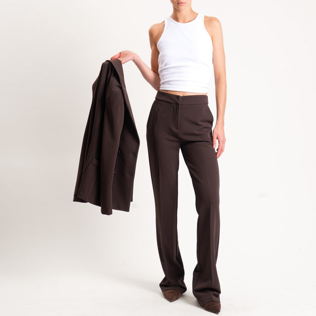 Zeroassoluto-Pantalone bootcut scuba crêpe elasticizzato - moro