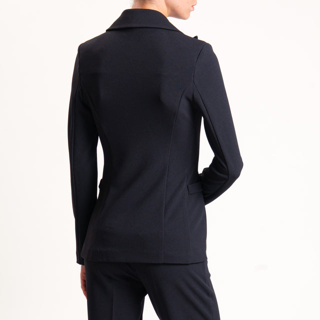 Zeroassoluto-Giacca doppiopetto scuba crêpe elasticizzato - nero