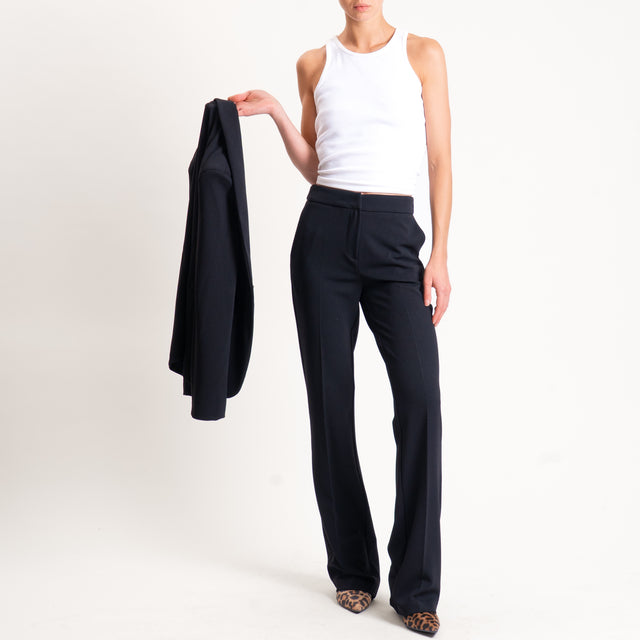 Zeroassoluto-Pantalone bootcut scuba crêpe elasticizzato - nero