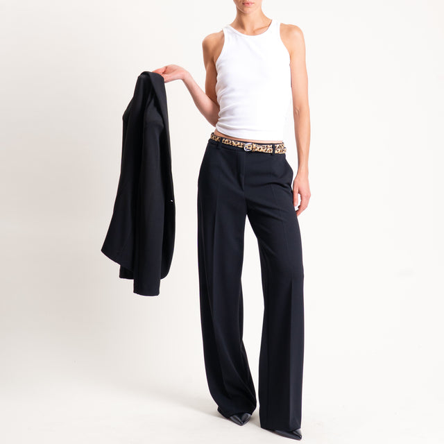 Zeroassoluto-Pantalone straight scuba crêpe elasticizzato - nero