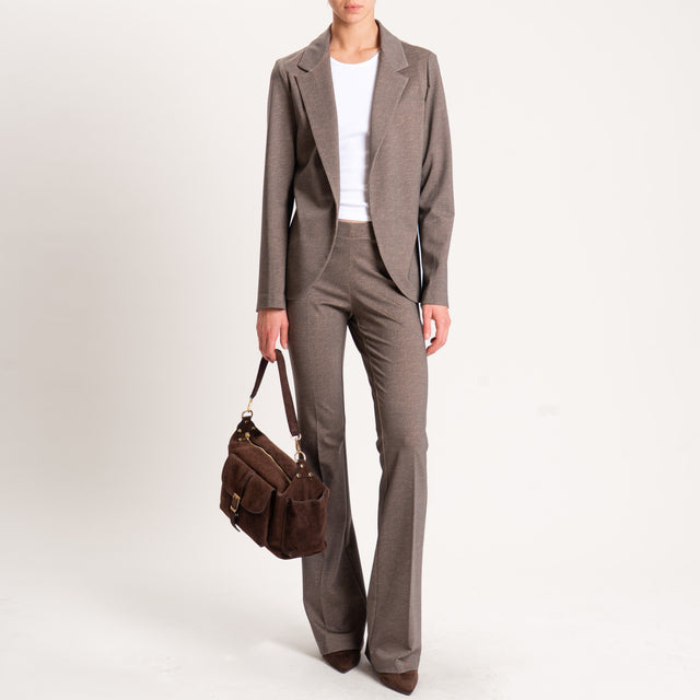 Zeroassoluto-Pantalone bootcut tessuto comfort elasticizzato - moro melange
