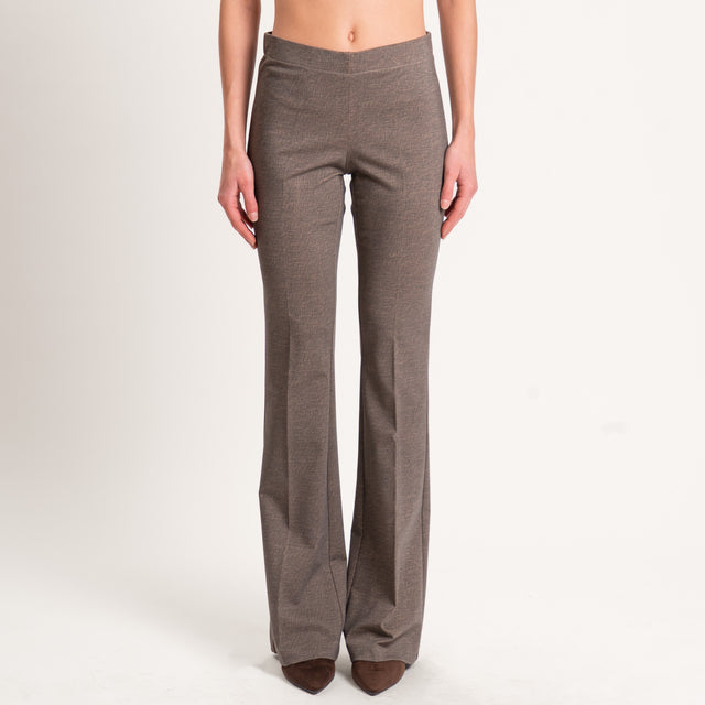 Zeroassoluto-Pantalone bootcut tessuto comfort elasticizzato - moro melange