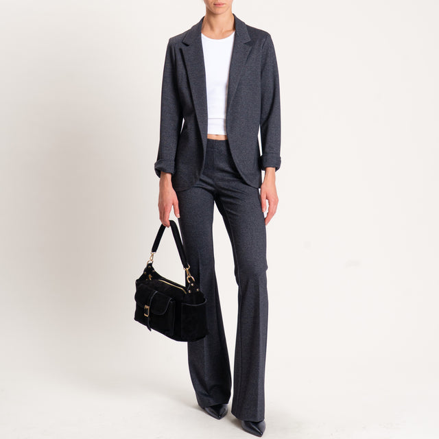 Zeroassoluto-Pantalone bootcut tessuto comfort elasticizzato - antracite melange