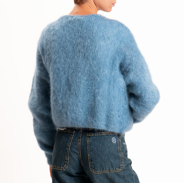 Zeroassoluto-Cardigan KID MOHAIR girocollo con zip - jeans