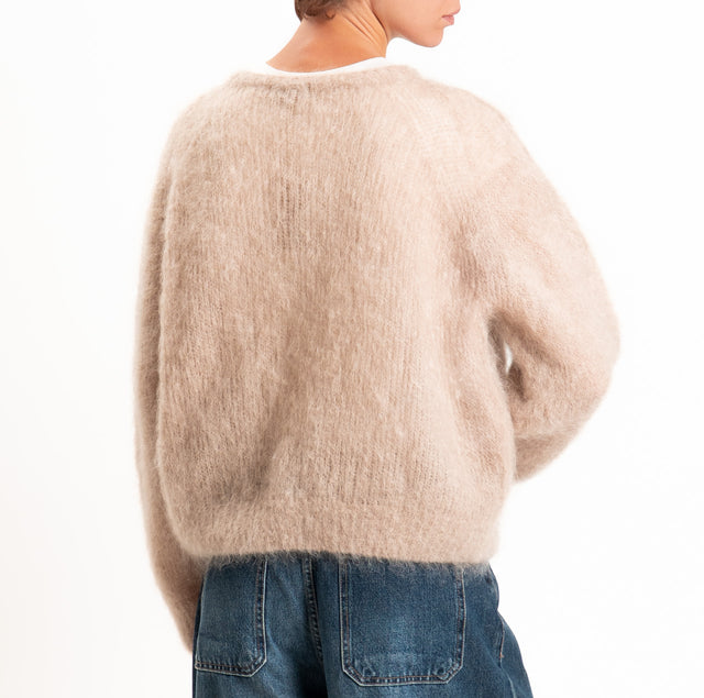 Zeroassoluto-Maglia KID MOHAIR girocollo - almond
