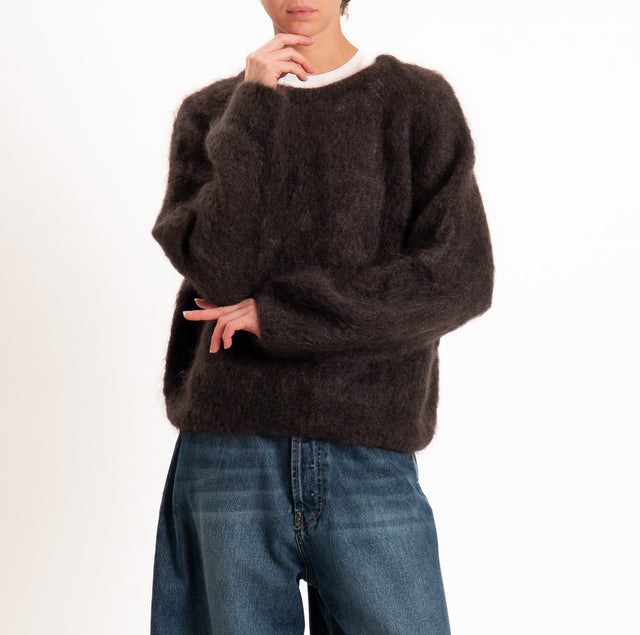 Zeroassoluto-Maglia KID MOHAIR girocollo - moro