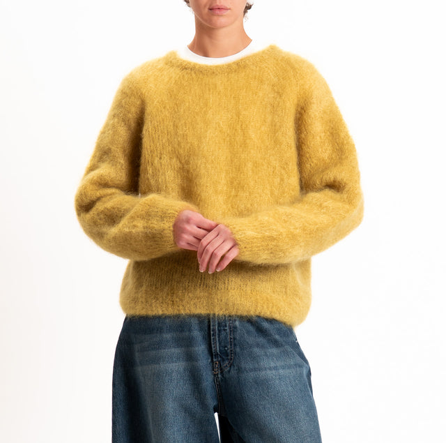 Zeroassoluto-Maglia KID MOHAIR girocollo - olio