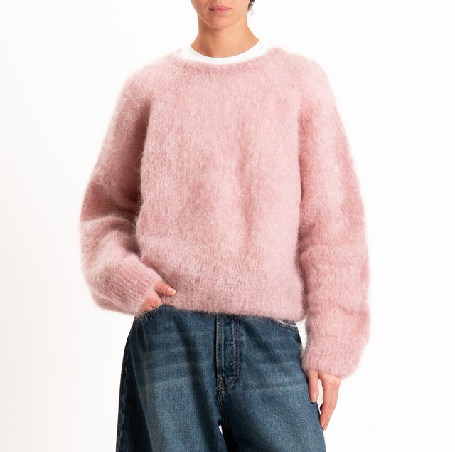Zeroassoluto-Maglia KID MOHAIR girocollo- rosa