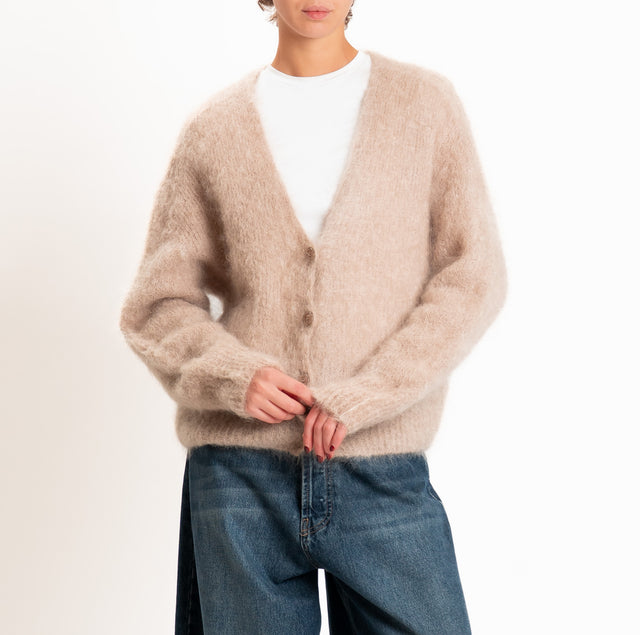 Zeroassoluto-Cardigan KID MOHAIR con bottoni - almond