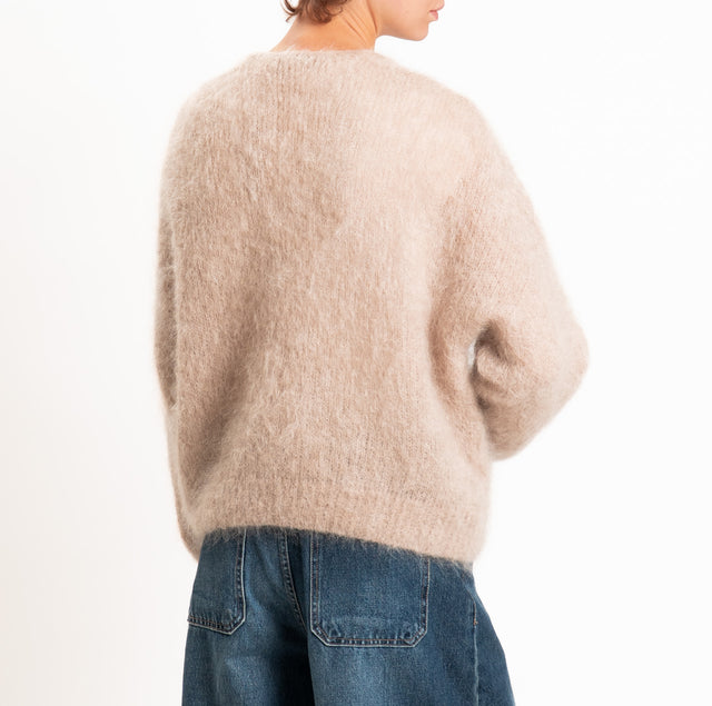 Zeroassoluto-Cardigan KID MOHAIR con bottoni - almond