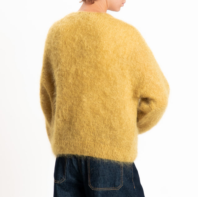 Zeroassoluto-Cardigan KID MOHAIR con bottoni - olio