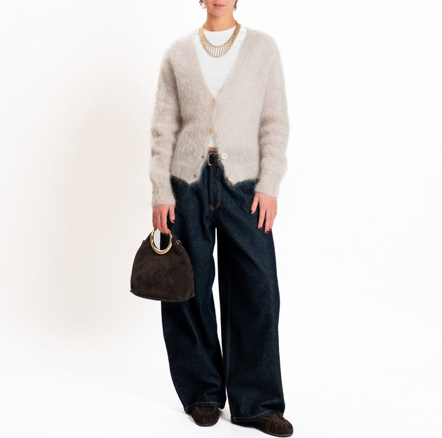Zeroassoluto-Cardigan KID MOHAIR con bottoni - stone