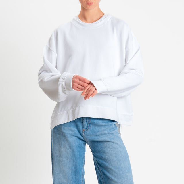 Zeroassoluto-Felpa scatola manica lunga con spacchi laterali stone wash high quality - latte